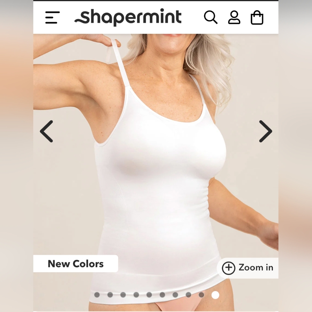 Shapermint Essentials All Day Every Day Scoop Neck Cami, Large, White